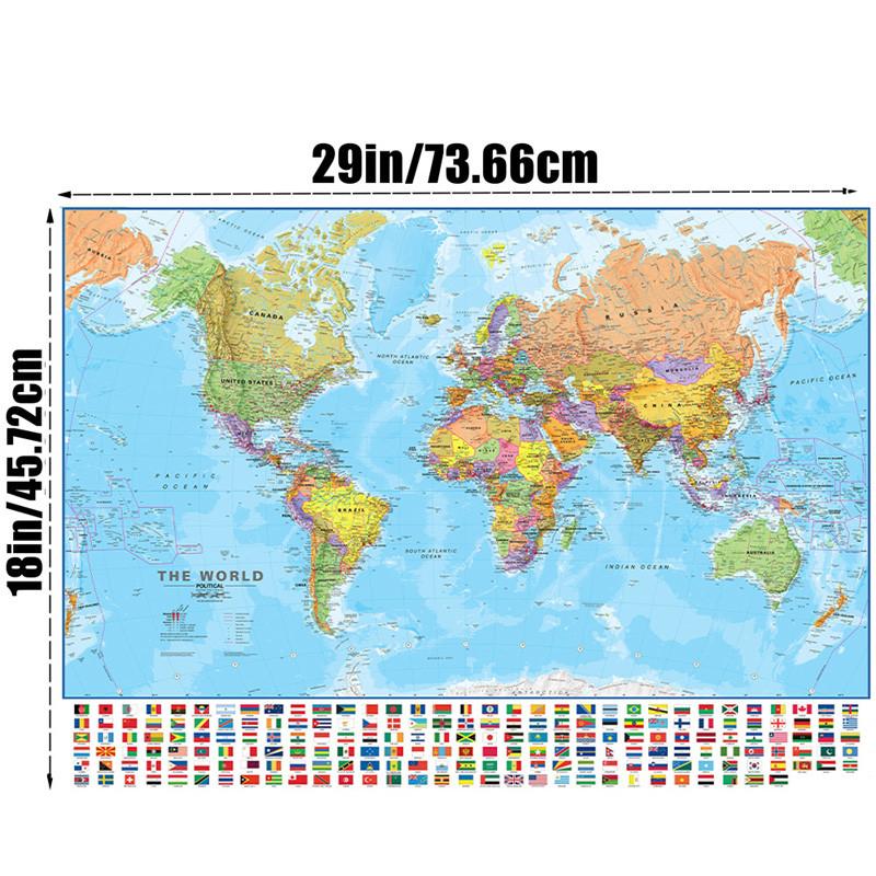 

World Map Educational Poster Print Wall Art Painting Background Banner,Polyester,Travel Products,Wall Prints Posters Pictures Decor 18*29inch/45.72*73.66cm