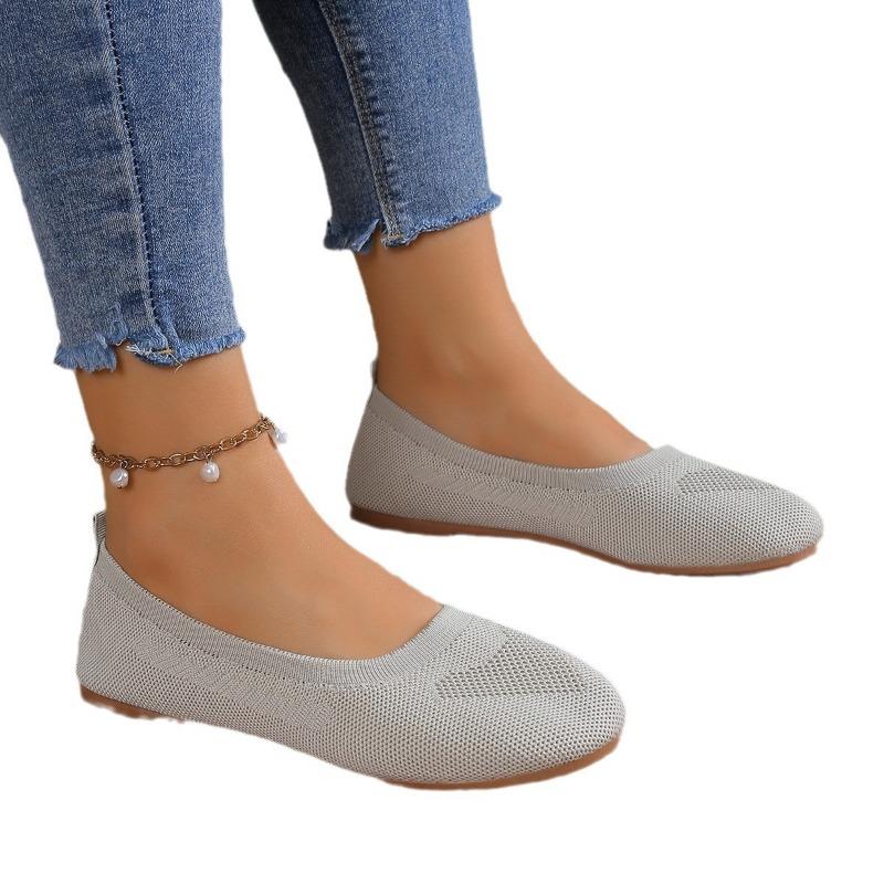 Spring and Summer New Fly-woven Mesh Shallow Mouth Single Shoes Women's Large Size One-pedal Casual Shoes Doudou Shoes