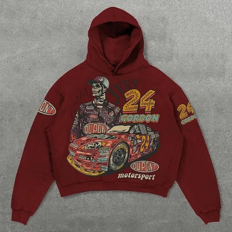 Street Trendy Brand Skull Pullover Sweater Digital Printing Casual Loose Hooded Sweater