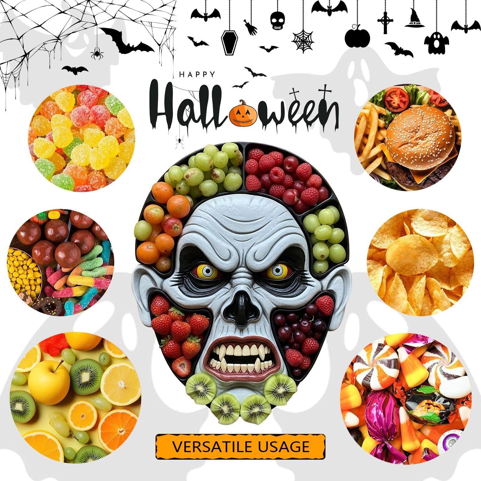 

Хэллоуин Поднос для мясной нарезки - Деревянное сервировочное блюдо со жуткими рисунками для вечеринок, Дисплей для сыра и мясной нарезки, Декор для центра стола One Size