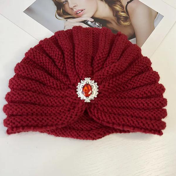 WTEMPO Women's Cold-proof Autumn Winter Solid Color Large Size Woolen Hats Soft Windproof Casual Warm Knitted Flower Hats