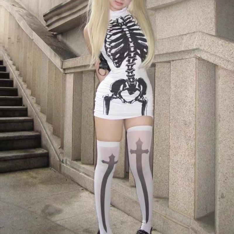 1 Pair of Cross Long Tube JK Socks Printed Knee Length Socks Velvet Material Performance Cos Stockings Stockings