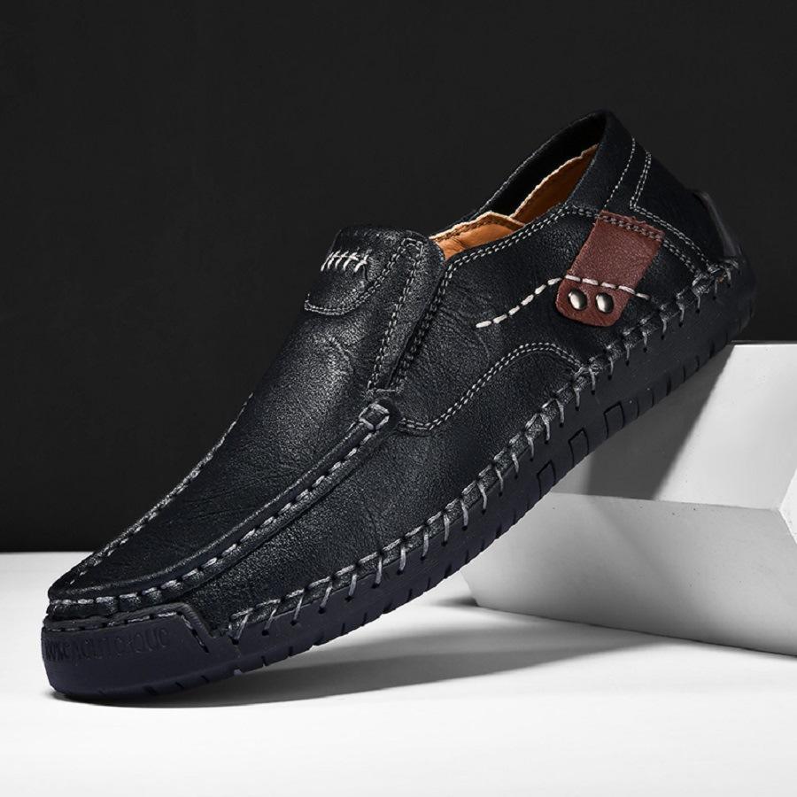 Roman Men Leather Shoes 2025 Handmade Comfortable Men Flat Shoes Loafers Outdoor Hot Sale Walking Shoes Plus 38-48 Fast Shipping