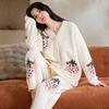 Half Fleece Pajamas Women'S Autumn And Winter Models, Winter Fleece Thickened Warm Coral Fleece Loungewear Strawberry Set