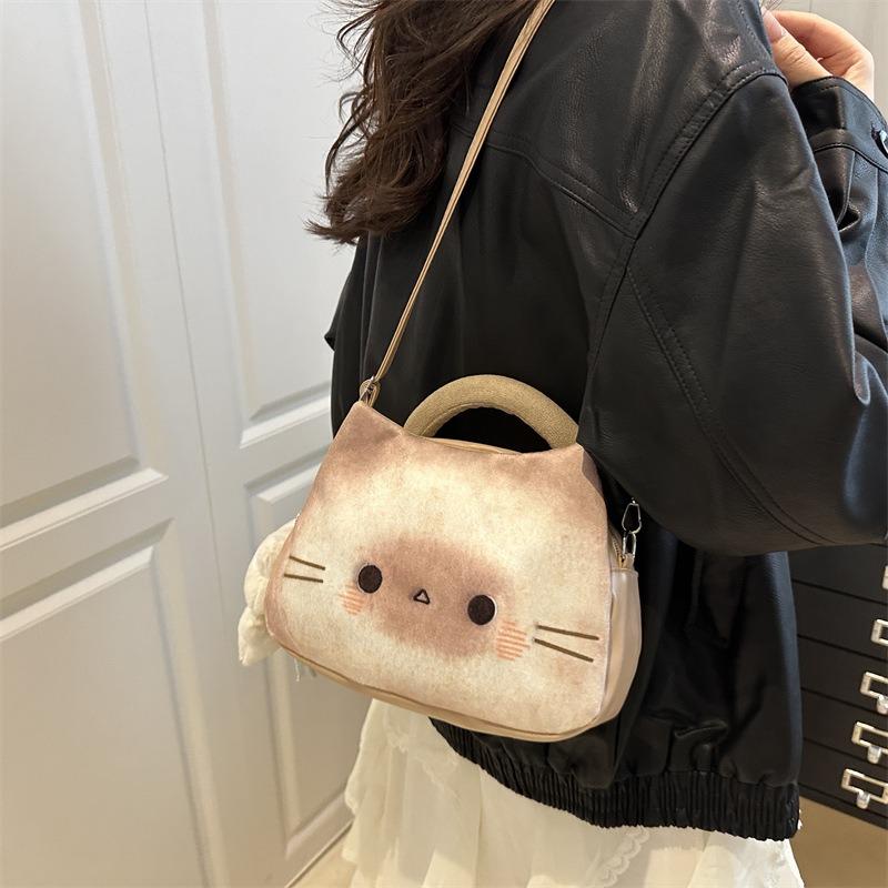 Niche Design Sense Baked Toast Cat Handbag Bag Exquisite New Cute Childlike Fun Going Out Messenger Bag Single Shoulder