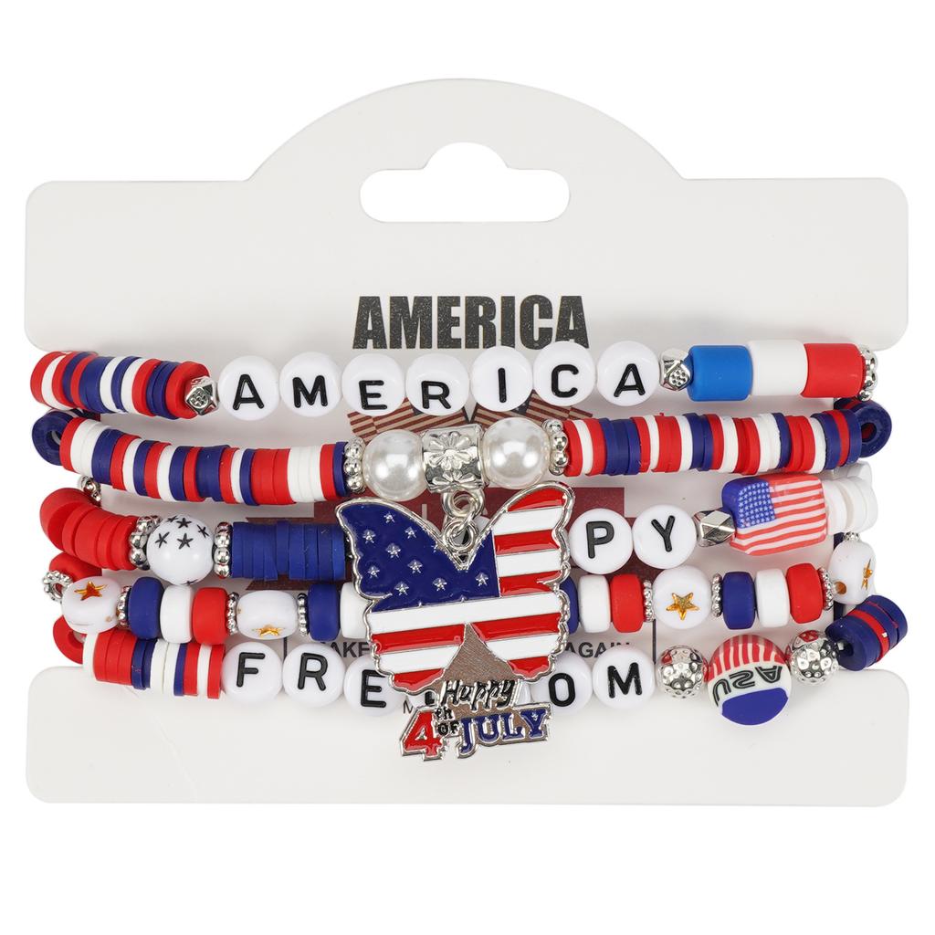 New American Flag Bracelet Red, White and Blue Beaded Bracelet American Independence Day Bracelet Wholesale