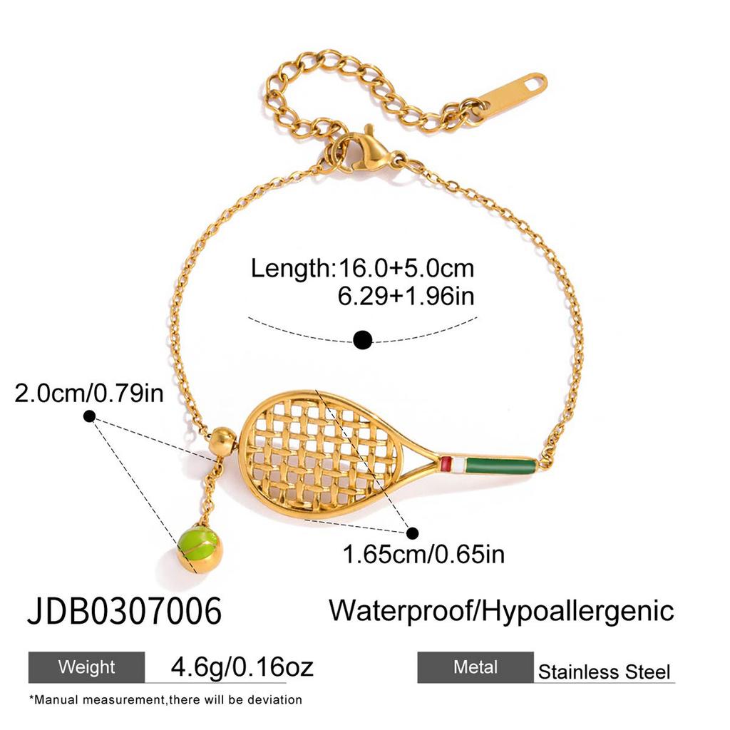 JYL TS Bracelet Necklace Tennis Racket Pendant Inspires Passion & Goals