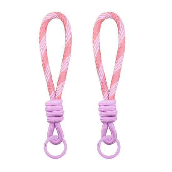 2Pcs Keychain Lanyard Two-Color Design Braided Rope Wrist Strap with Hanging Ring Keys Phone Bag Decor DIY Accessories