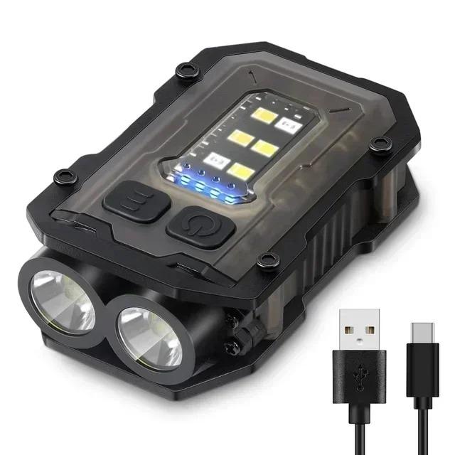 Mini USB Rechargeable LED Flashlight 2000LM Super Bright Magnetic Tail COB Side Light 5Modes Portable for Camping Emergency Work