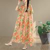 DIMANAF New 2026 Women Plus Size Summer Casual Long Dress Cotton Loose Oversize Floral Print Beach Sundress