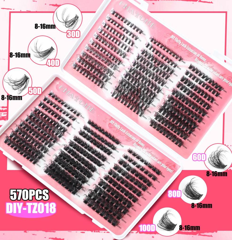 580 Clusters DIY Individual Eyelashes: D Curl, Natural Dense False Eyelash Set with Large Capacity.