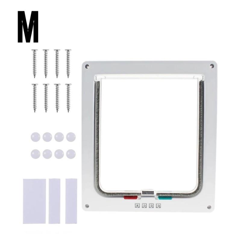 Cat Flap Door Lockable Low Noise Cat Door Flap For Interior Exterior Doors 4 Way Locking Flap Door For Interior Exterior Door