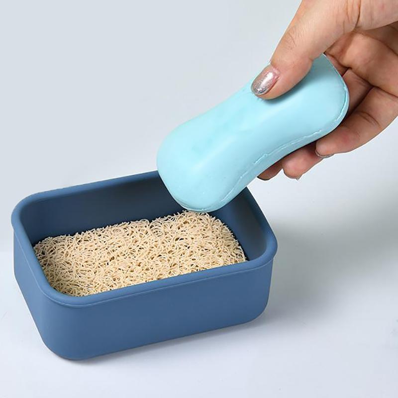 Portable Square Travel Soap Box with Lid Silicone Drain Soap Dish High Quality Self Draining Storage Box Outdoor Travel