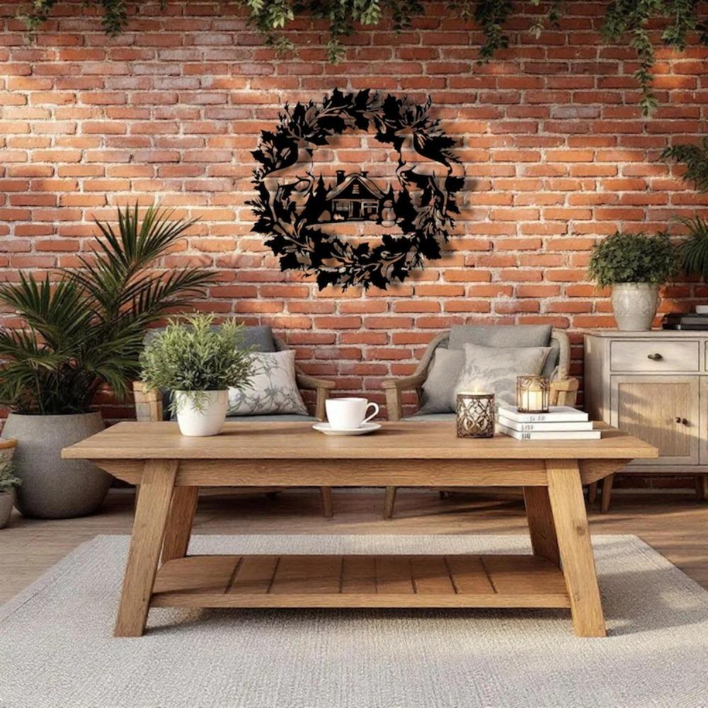 Metallhirsch Weihnachts-Kranz Wandkunst Winter Zuhause Stahl Dekoration