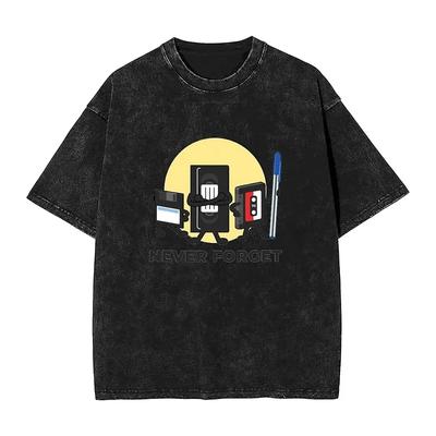 Never Forget Sarcastic Washed T-Shirt Man Music Cassette Y2K Retro Loose T-Shirts Beach Comfortable Cute Tees Oversized Clothes