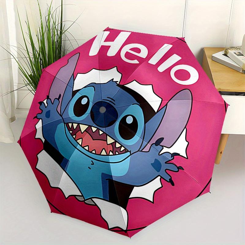 

Stitch, Hello Automatic Opening and Closing Umbrella - 8 Ribs Portable Folding Umbrella with Plastic Handle, Suitable for Leisure and Hallow
