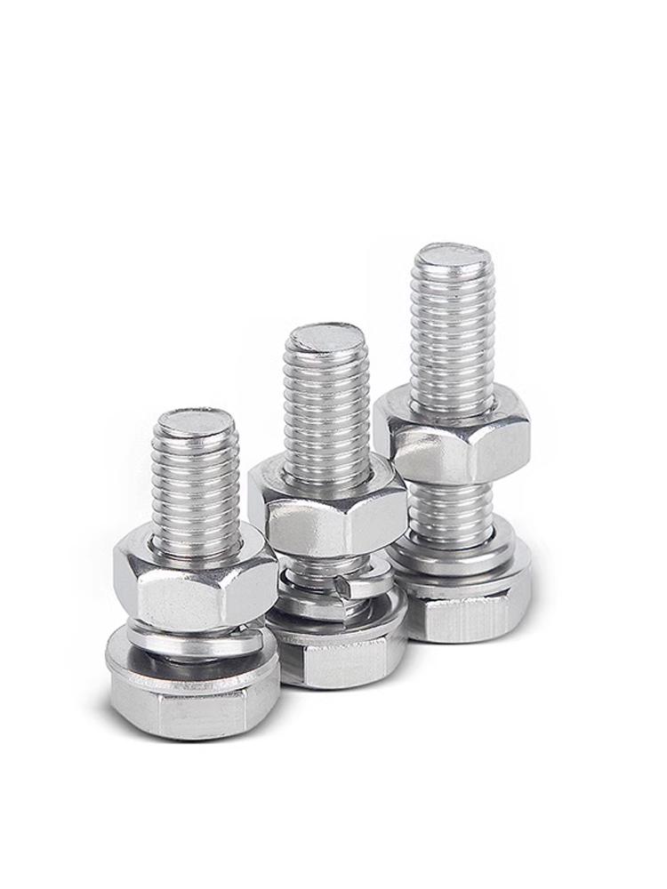 304 Stainless Steel Hex Head Bolt and Nut Set M6-M14, Lengths 8-100mm