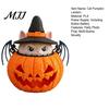 Home Soft Furnishings Halloween Cat Pumpkin Lantern, 3D Printed Glowing Figurine Indoor Outdoor Party Prop with Witch Hat, Spooky Tabletop Ornament,