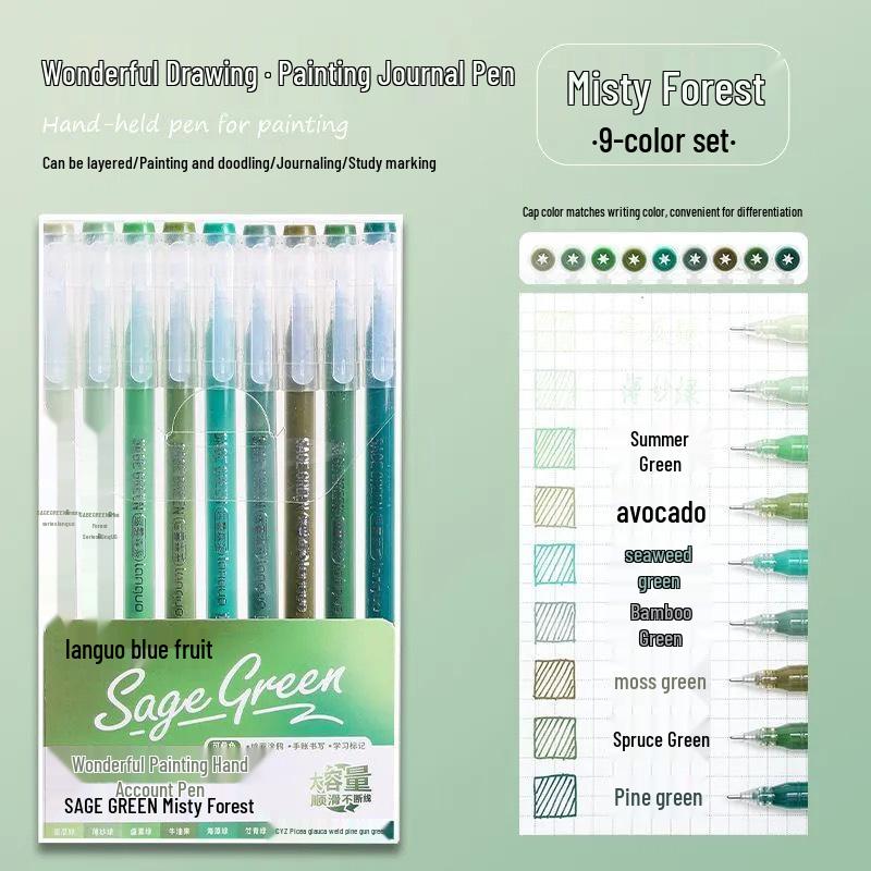 Blaues Frucht-Tagebuch-Stifteset: Gel-, Highlight-, Doodle- & Fluoreszenz-Markerstifte zum Zeichnen & Ausmalen, Große Kapazität