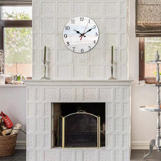 10 Inch Rustic Wooden Wall Clock Easy Installation Battery Operated Round Easy to Read Silent No Ticking Clock Kitchen Living Room Bathroom Farmhouse