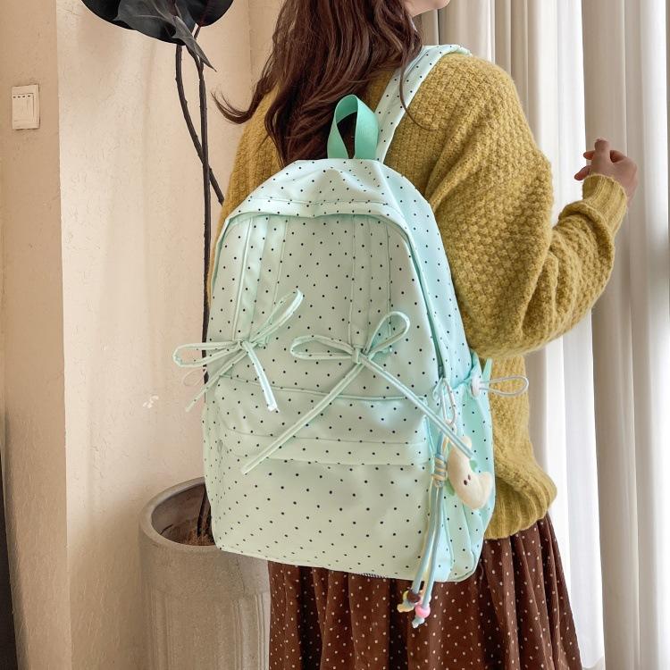 Schoolbag Japanese Small Fresh Girl Schoolbag Junior High School Girl High School Student Backpack Cute Polka Dot Light School Backpack