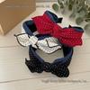 Korean Classic Red & White Polka Dot Bow Headband for Women - 2025 Fashion Hair Accessory