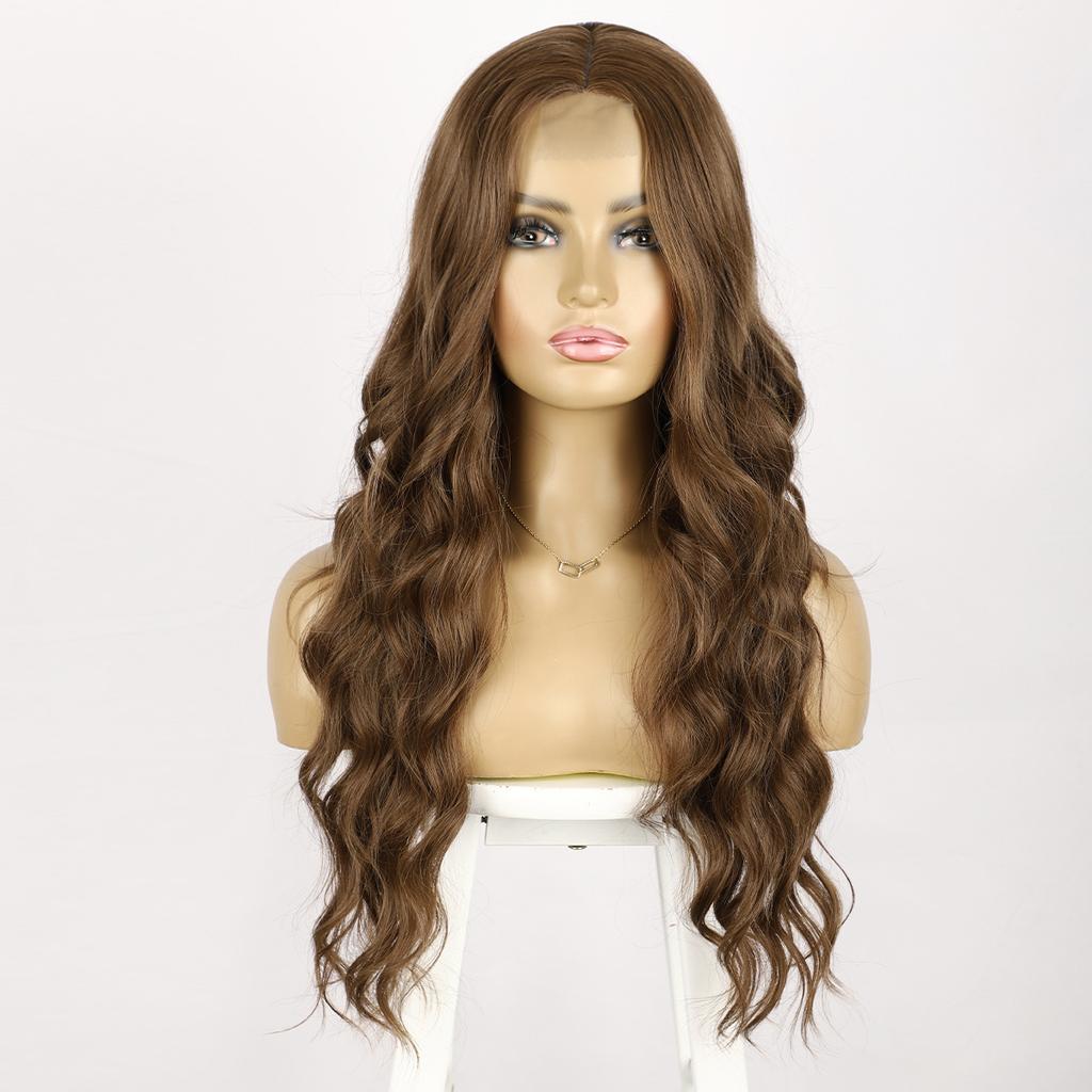 Xuchang European American Wig Women's Front Lace Small Cross Dyeing Long Curled Hair Chemical Fiber Headset Foreign Trade Wigs