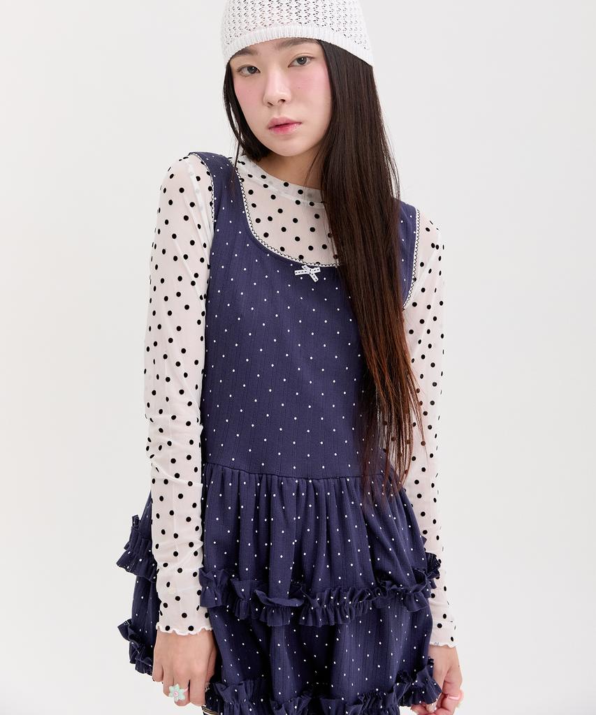 Nep Nep Layered Dot Frill Dress_Navy