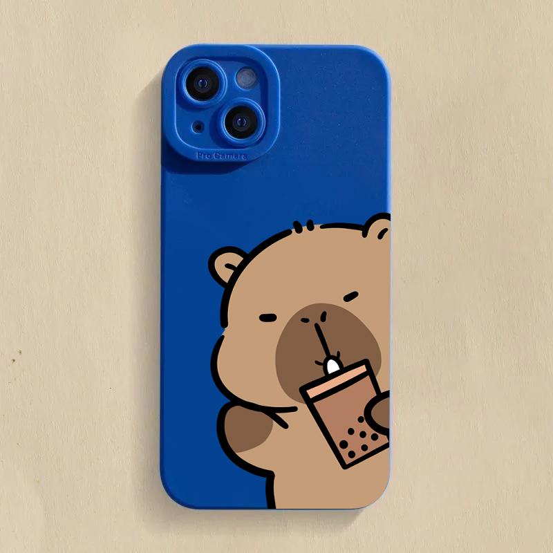 

Cartoon Cute Capybara Print Frosted Angel Eye Phone Case For iPhone 11 12 13 14 15 16 17 Pro Max XS XR X Plus 16E Air Cover iPhone 12 mini