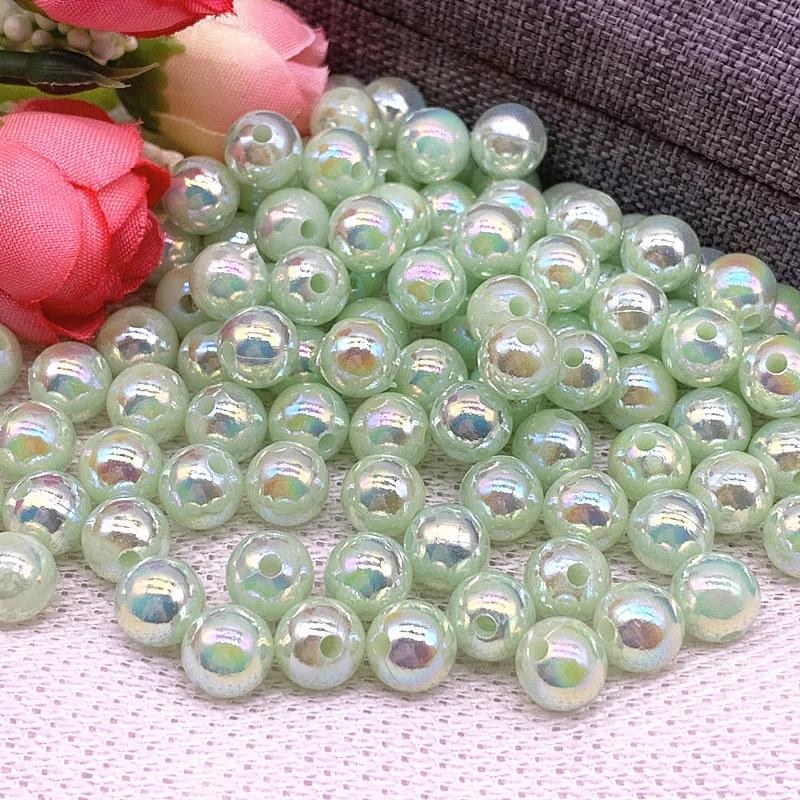 30pcs/lot 10mm AB Color Round Acrylic Bead Loose Spacer Beads For Jewelry Making DIY Accessories