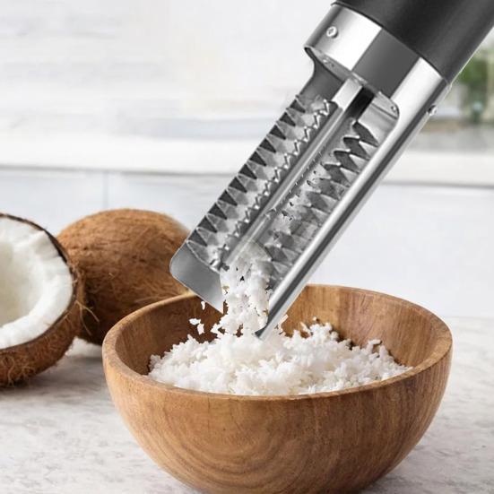 Electric Coconut Grater Machine Handheld Spatula Peeler Shredder with Stainless Steel Rotating Blade Easy One-Button Operation Kitchen Tool