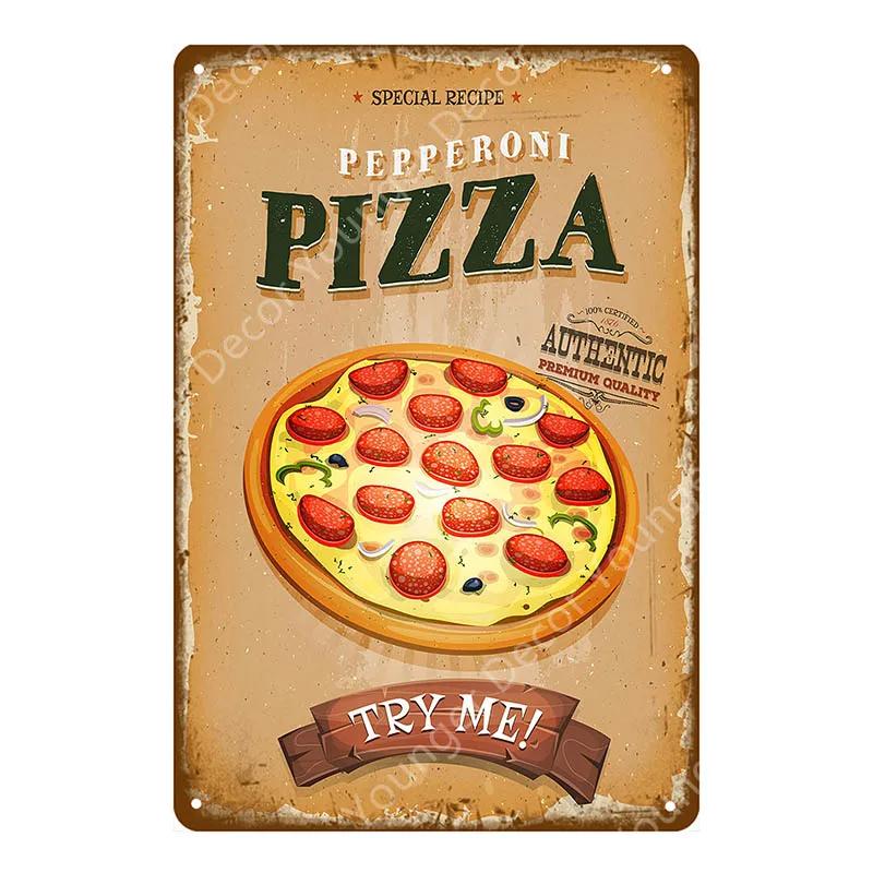 Italian Good Food Pizza Pies Metal Signs Wall Decoration Vintage Metal Poster Home Kitchen Decor Painting Plaques YJ145