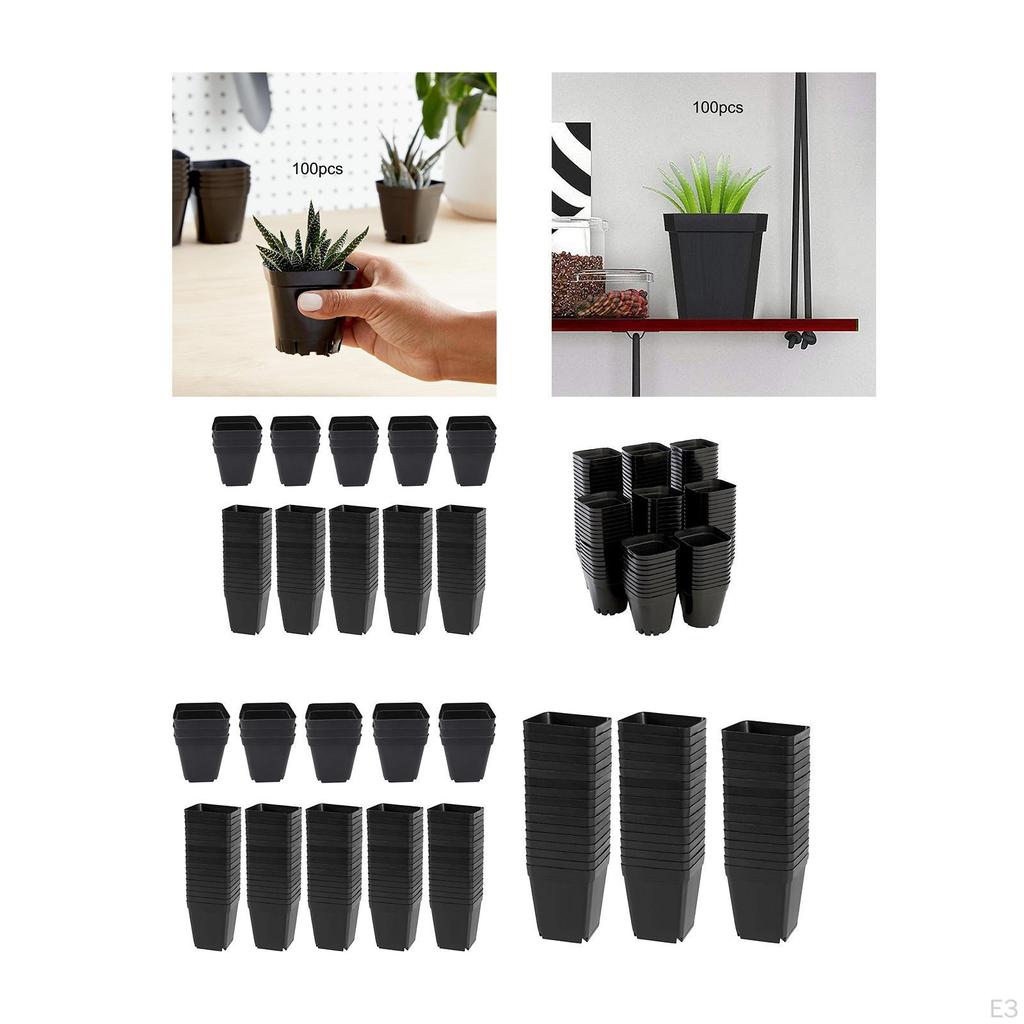 100 Bonsai Pots, Reusable Square , Flowers And with Drainage System, Suitable for Indoor Planting