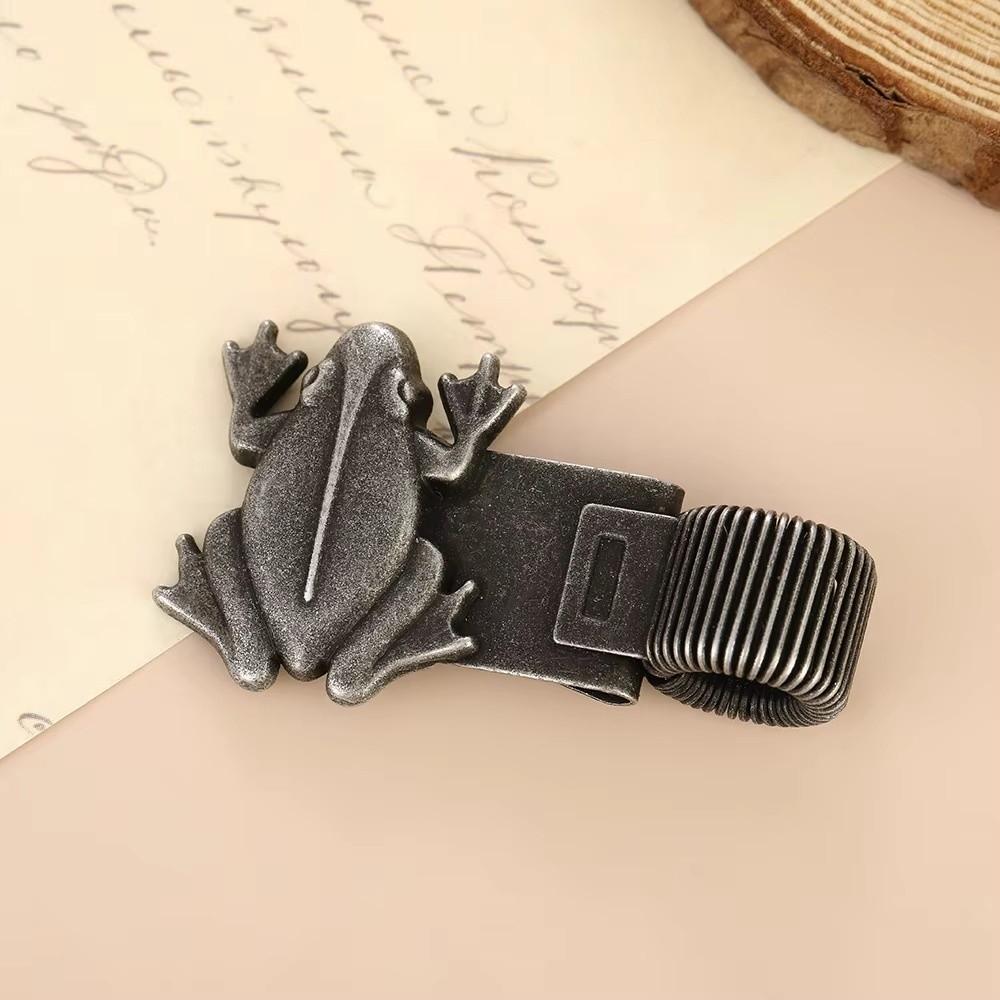 Spring Loaded Metal Pen Holder Creativite Bookmark Clip Vintage Frog Pen Clip  Notebook Accessories F