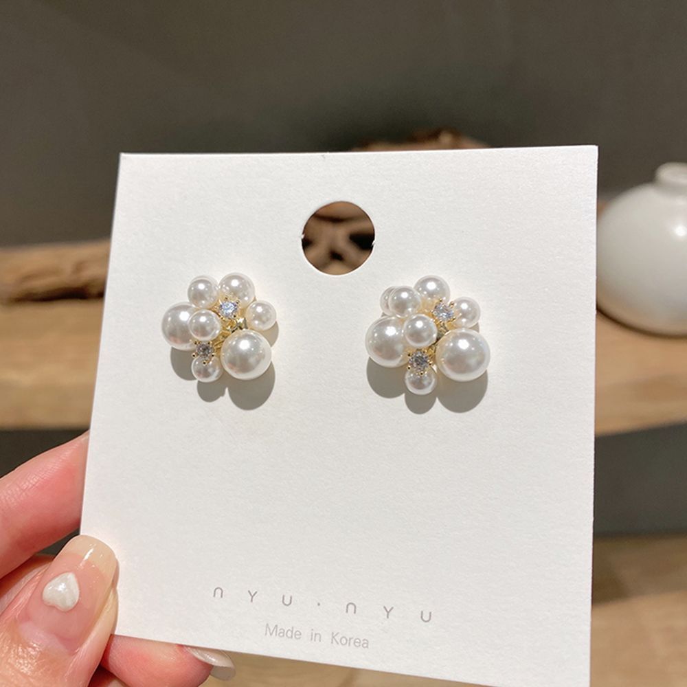 

Solid Color Party Fashion Design Women Jewelry Fireworks Korean Earrings Pearl Stud Earrings белый