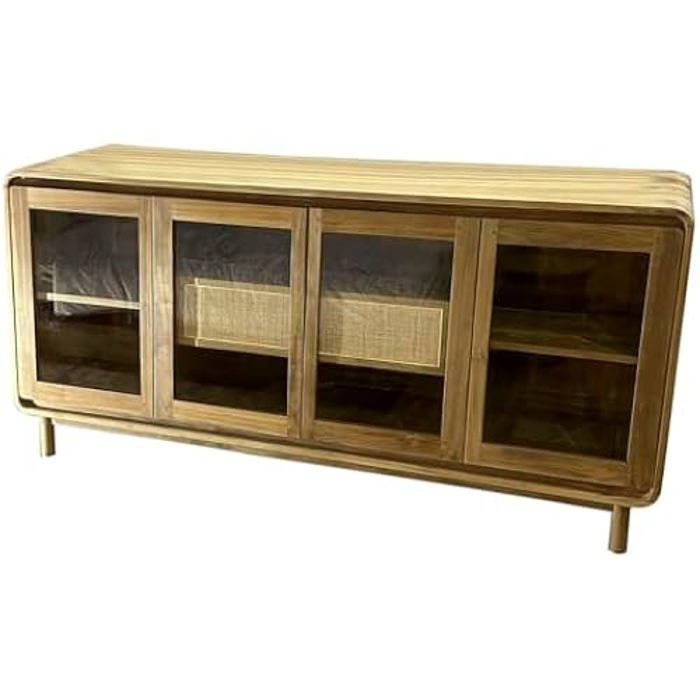 Buffet - HOME ESPRIT - Modèle S3058162 - Verre - Teck - 180x50x90 Cm