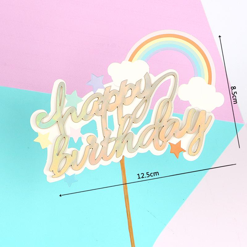 Rainbow Birthday Cake Toppers - Colorful Party Decorations & Dessert Table Accessories