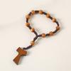 Holzperlen Rosenkranz mit 8mm Perlen und Kreuzanhängern für Gebetsmeditationen Eleganter Holzmaserung Rosenkranzperlen