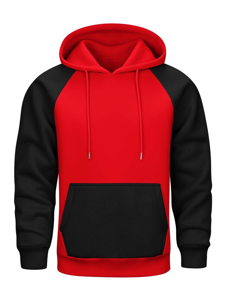 250g Men's Color Block Hoodie, Autumn/Winter European Size, Plus Velvet Sporty Pullover Casual Top