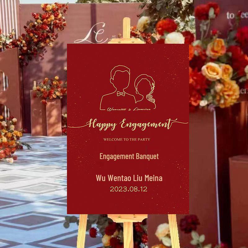 Custom Wedding Ceremony Welcome Sign: Engagement Directional Decor with Water Background