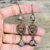 Aquamarine Rough Earring Electroformed Copper Earrings Gemstone Handmade Jewelry Lion Face Earring Beautiful Copper Jewelry Gifts for Mother