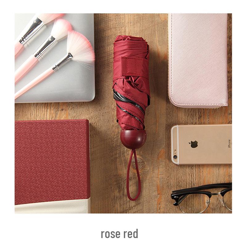 Ultra-Light 6-8 Bone Mini Capsule Umbrella - Compact Sunshade with Glasses Case for Sunny & Rainy Days