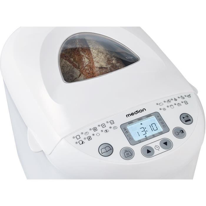 Machine à Pain - MEDION - 50073723 - 550 W - 19 programmes - Hublot - Blanc