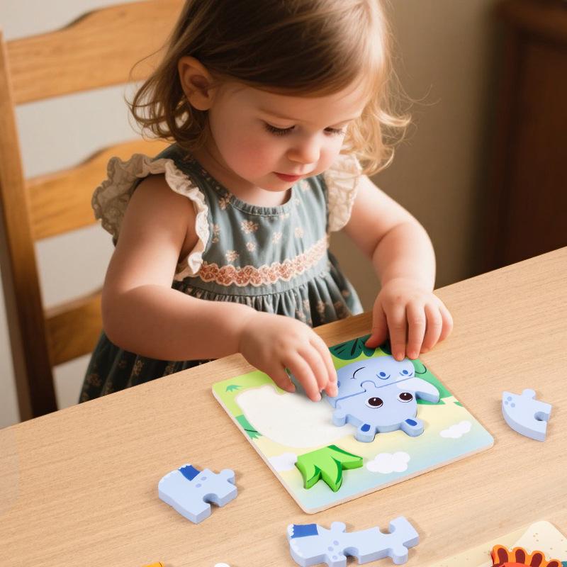 Kids' 3D Animal Food Matching Puzzle Board - Early Learning Educational Toy