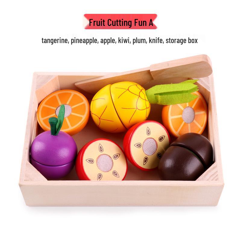 Wooden Play Kitchen Set: Cutable Fruits & Vegetables for Kids