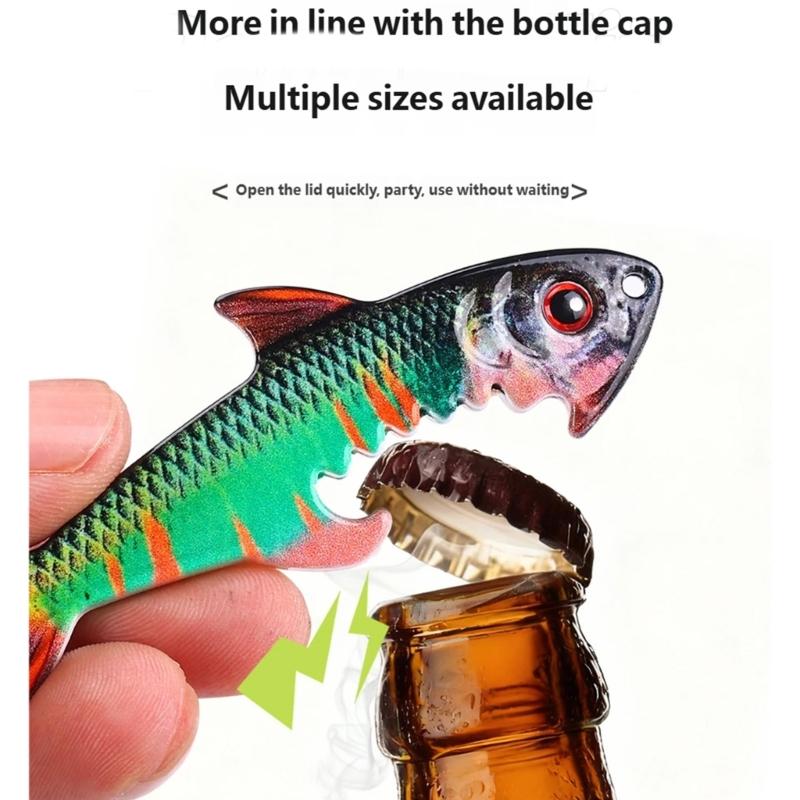 Portable Fish Shape Bottle Opener Keychain Zinc Alloy Pendant Safe for Family Gatherings and Backpacks Handbag Decors