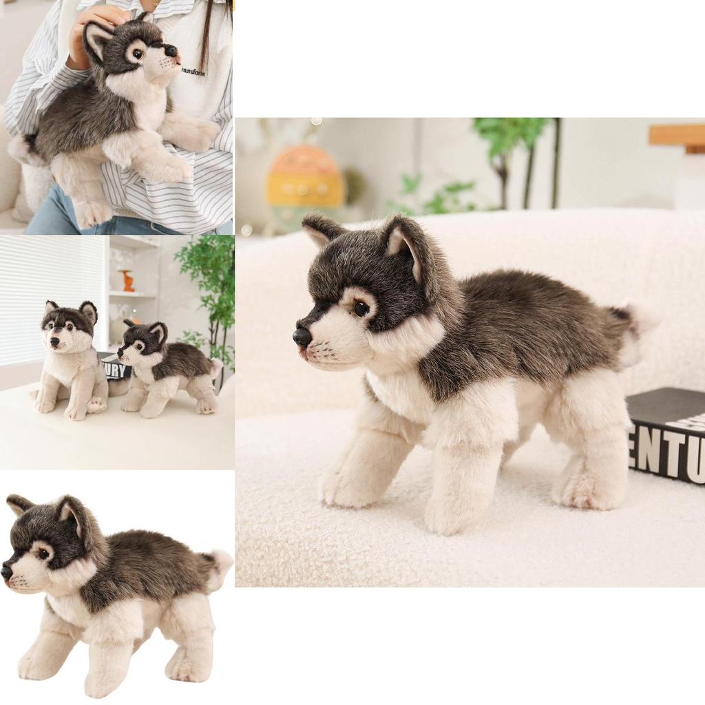 Wolf Plush Toy Animal Figurine With Short Pile Material For Kids And Adults