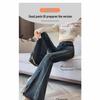 Plus Size High Waist American Micro Flare Jeans for Women with Elastic, Slimming Fit, Split and Raw Hem.