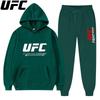 Fight-mark Herren Hoodie & Jogger Set Brust Großer Kampf-Buchstaben-Druck, Passender Sport-Text auf der Hose, Dickes Fleece-Outfit für Outdoor-Box-Training