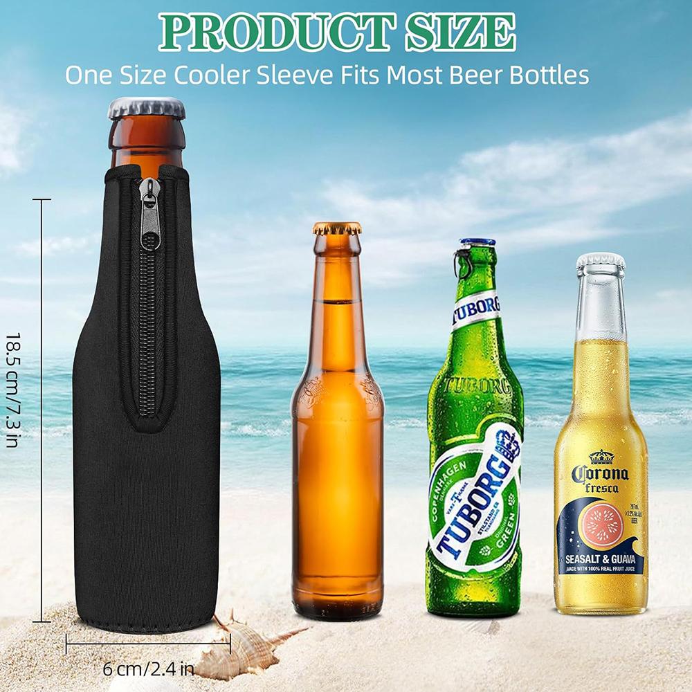4Pcs Beer Bottle Insulator Sleeve with Zipper for 12oz Longneck Bottles